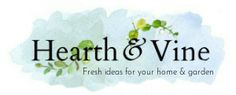 the logo for hearth and vine fresh ideas for your home & garden, with watercolor flowers