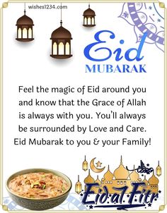 an eid mubarak card with the message to someone who is going for it