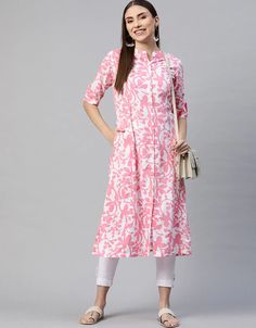 Pink Cotton Straight Kurti Pink Machine Work:Arabic Attire #newfashionladiessuit #buysalwaronline #salwarsonlineshopping #cheapindiansalwarkameezonline #salwarandchuridar #salwaronlineshopping #onlineindiansuits #dresssuitforgirls #ladiesdesigner #mirasuits #salwarkameezneckdesignsforstitching #indiansalwarkameezforsale #latestladiessuit #latestsalwarfashion #churidarsuitsonlineshopping #salwarcom #ladiessuitonlineshopping #salwartopdesigns #dresswomenssuits #onlinedesignersuits Fitted Floral Print Kurta For Spring, Festive Pink Printed Kurta, Summer Pink Floral Print Kurta, Pink Printed Kurta For Navratri, White Kurta For Spring Party, White Party Kurta For Spring Season, White Spring Party Kurta, Multicolor Spring Party Kurta, Spring Party Multicolor Kurta