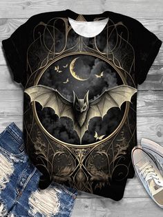 an image of a bat on a black shirt