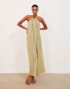 Cloe Long Cover Up - Olivine Long Beach Cover Up, Neck Ties, Spring Tops, Resin Beads, Swimsuit Cover Ups, Halter Style, Cover Up Dress, Long Beach, Plunging Neckline