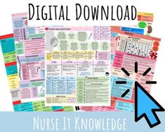 a bunch of papers with the words nurse it knowledge on them