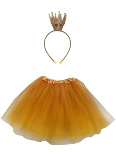 Adult Gold Crown Princess Costume - Gold Tutu Skirt & Headband Crown Set for Adult or Plus Size - Sydney So Sweet Princess Tutu Costumes, Gold Crown Headband, Halloween Tutu Costumes, Gold Tutu, Headband Hat, Headband Crown, Plus Size Halloween Costume, Toddler Tutu