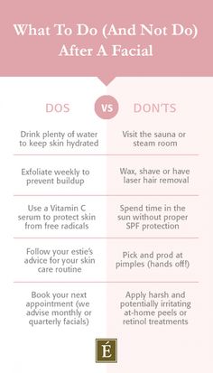 Do you know how care for your skin after a #facial? Follow these dos and don'ts to prolong the life of your next facial treatment. ---- #organicskincare #skincare #skincaretips #healthyskin #spa #clearskin #naturalskincare Teknik Makeup, Dos And Don'ts, Facial Spa, Natural Therapy, Image Skincare, Best Face Products, Belleza Natural, Facial Care, Face Care