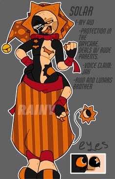 the paper doll is wearing an orange and black outfit with stars on it's head