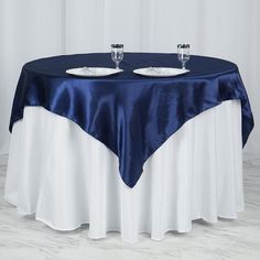 60x 60 Navy Blue Seamless Satin Square Tablecloth Overlay Square Overlay, Long Picture, Long Edges, Blue Wedding Decorations, Table Overlays, Royal Blue Wedding, Party Catering, Event Table, Chair Sashes