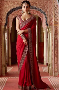 Red Saree Wedding, Sabyasachi Bridal, Red Sari, Indian Sari Dress, Saree Looks, Sari Dress, Indian Saree Blouses Designs, Saree Designer, Saree Designs Party Wear