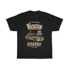 "Design is inspired from the vintage 1983 movie, \"National Lampoon's Vacation\". Design elements include, \"This Is No Longer A Vacation, It's A Quest For Fun\" and an illustration of the \"Wagon Queen Family Truckster\", which was actually a modified 1979 Ford LTD Country Squire. This heavy cotton tee has the classic cotton look and feel. Casual elegance will make it an instant favorite in everyone's wardrobe. .: Classic fit .: 100% Cotton .: Light fabric (5.3 oz/yd² (180 g/m .: Tear away labe National Lampoons Vacation, Country Squire, Family Summer Vacation, Ford Ltd, National Lampoons, Casual Elegance, Design Elements, Heavy Cotton, Light Fabric