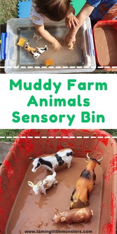 muddy farm animals are an easy and fun activity for toddlers