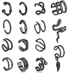 PRICES MAY VARY. SET OF 15 PCS EAR CUFFS💕You Will Get 15 Pcs Cuff Earrings in Various Styles, Dainty No Piercing Cartilage Clip On Wrap Earring Set. Hollow Cuff Earrings, Personalized Cross X, Trendy 3 Row Wrap, Classic U Shape Dome, CZ Cartilage Earrings, Snake Cuff, etc. You Can Wear Them Individually, Side By Side Or Any Way You Like, Add a Unique Charm to Your Ears. QUALITY MATERIAL💕These Ear Cuff Cartilage Earrings are Made of Soft Brass, Hypoallergenic, Light-weight and Durable; Excellen Ear Cuff Women, Piercings Ear, Piercings Cartilage, Piercing Cartilage, Ear Piercings Cartilage, Gold Ear Cuff, Piercing Ideas, Silver Ear Cuff, Ear Cuff Earings