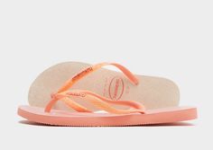 Call in the summery vibes with these women's Slim Glitter Flip Flops from Havaianas. In a Peach colourway, these flip-flops have a durable synthetic strap for a secure feel, with a soft foam footbed for a smooth step. They have a textured outsole for traction and are finished up with classic Havaianas branding. Glitter Flip Flops, Jd Sports, Flip Flops, Glitter, Branding, Sports, Pink