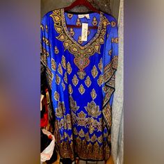 Brand New For Any Size Very Fresh Quality Perfect For This Summer Blue V-neck Kaftan For Party, Blue Tunic Dress For Party, Blue V-neck Free Size Maxi Dress, Blue Free Size Tunic Dress, Blue Fitted Kaftan, Blue Fitted Kaftan For Beach, Blue Tunic Dress Free Size, Blue Tunic Free Size Dress, Fitted Blue Kaftan For The Beach