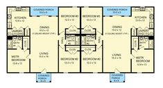 three bedroom apartment floor plan with four separate rooms