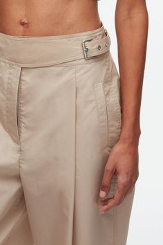 Buckle Waistband Trouser – 3.1 Phillip Lim Cotton Workwear Bottoms With Belt, Elegant Belted Cotton Pants, Summer Workwear Pants With Belt Detail, Classic Bottoms With Belt, Summer Pants With Belt Detail, Classic Belted Bottoms For Spring, Cropped Trouser, Perfect Pant, Women Trends