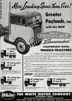 an advertisement for the white motor truck company