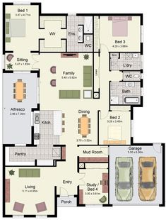 the floor plan for a two bedroom apartment with an attached garage and living room area