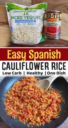 easy spanish cauliflower rice in a skillet