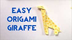 an origami giraffe made out of paper with the words easy origami giraffe