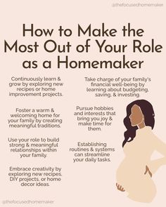 a pregnant woman's stomach with the words how to make the most out of your role as a homemaker