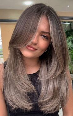 Ash Brown Gray Balayage, Hair Color Ideas For Brown Hair Ombre, Blended Balayage Brunettes Dark Brown, Mushroom Brown Balayage Hair, Sandy Balayage Brown Hair, Neutral Tone Brown Hair, Ash Brown Hair Ombre, Light Ashy Brown Hair Balayage, Balayage Hair Ash Grey