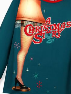 a christmas story t - shirt with stockings on it and a lamp in the middle