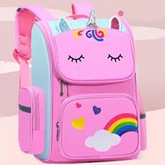 Kids School Bag In Pink With Unicorn Designs. Brand New Still In The Packaging And Never Been Used. Cute Pink Backpack With Unicorn Print, Pink Unicorn Print Standard Backpack, Pink Cartoon Backpack For School, Pink Unicorn Print Backpack For Back To School, Pink Unicorn Print Backpack, Cute Unicorn Print Backpack For Back To School, Pink Cartoon Backpack For Back To School, Pink Unicorn Print School Bags, Cute School Backpack With Unicorn Print