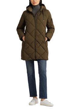 Lauren Ralph Lauren Quilted Jacket | Nordstrom Quilted Casual Hooded Jacket For Fall, Casual Quilted Hooded Jacket For Fall, Down Outerwear With Drawstring Hood And Long Sleeves, Hooded Quilted Nylon Outerwear, Quilted Jacket With Double-lined Hood For Fall Outdoor, Quilted Nylon Hooded Outerwear, Quilted Jacket With Double-lined Hood For Fall Outdoor Activities, Quilted Nylon Parka For Cold Weather, Quilted Jacket With Double-lined Hood For Outdoor Fall Activities