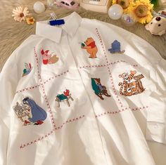 Cartoon Animal Embroidery Long Sleeve Shirt sold by Tony Moly Store on Storenvy Harajuku Wigs, Kawaii Harajuku, Tony Moly, Animal Embroidery, Shirt Embroidery, Online Accessories, Cartoon Animals, Harajuku, Long Sleeve Shirts