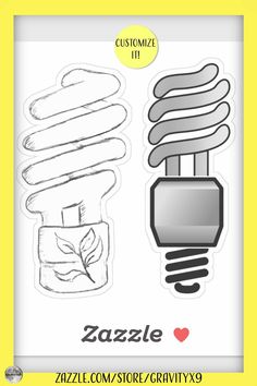 an image of a light bulb sticker with the word zazzle in black and white