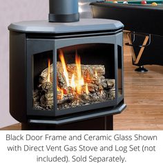 Kingsman - Black Door Frame and Ceramic Glass for FDV350 Stove Black Door Frame, Vented Gas Fireplace Insert, Direct Vent Gas Stove, The Kingsman, Direct Vent Gas Fireplace, Freestanding Stove, Gas Fireplace Insert, Oak Logs, Free Gas