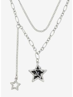 Social Collision Double Layer Star Necklace Cute Y2k Necklaces, Grunge Necklaces, Social Collision, Cute Jewelry Necklaces, Star Accessories, Grunge Accessories, Black And White Stars, Star Necklace Silver, Casual Day Dresses