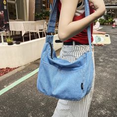 UAKISS - Large Capacity Denim Crossbody Bags For Women College Student School Bags Solid Casual Shoulder Bag Travel Shopper Messenger Bag Casual Handbag, Shoulder Bag For School, Azul Color, Mens Satchel, Simple Tote, Denim Crossbody, Travel Crossbody, Crossbody Bags For Travel, Jean Vintage