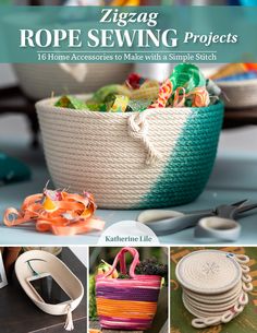 Zigzag Rope Sewing Projects Book Fabric Bowl, Zigzag Stitch, Rope Projects, Coiled Rope, Simple Stitch, Accessories To Make, Rope Crafts, Rope Basket, Fun Craft