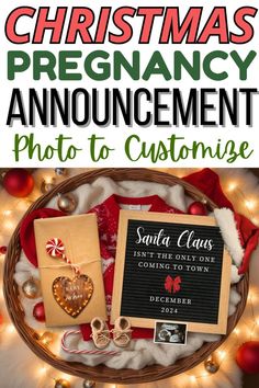 christmas pregnancy announcement photo - to - customize with santa claus and other holiday items