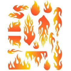 a set of fire flames and shapes on a white background for the design of logos, emblems or stickers