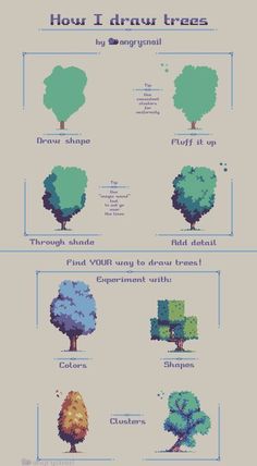 the different types of trees are shown in this video game info sheet, which shows how they