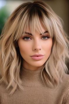 Haircuts With Fringe And Layers, Medium Length Haircut With Bangs Blonde, Medium Hair With Bangs Blonde, Blonde Bob Hairstyles With Fringe, Women’s Short Haircuts With Bangs, Hairstyle With Short Bangs, Medium Blonde Hairstyles With Bangs, Short Hair With Long Layers And Bangs, Bangs With Medium Hair Wavy