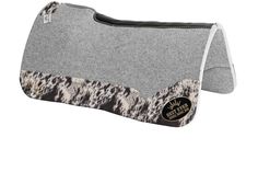 a gray and black animal print saddle pad