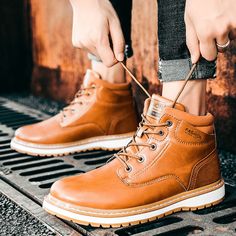 Color: Black,Brown Closure Type: Lace-up Feature: Slip Resistant Size: US 10.5,US 8,US 9,US 10,US 7.5,US 8.5,US 6.5 Upper Material: PU Outsole Material: Rubber Ankle Boots Men, Winter Walk, Vintage Winter, Yellow And Brown, Timberland Boots, Mens Casual Shoes, Winter Boots, Boots Men, Light Brown