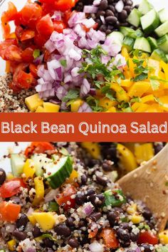 the black bean quinoa salad is ready to be eaten