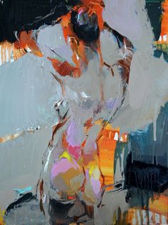 an abstract painting of a woman's torso