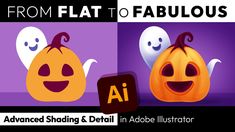 two pumpkins with ghost faces and the words, from flat to fablous