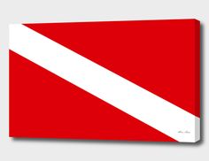 a red and white striped flag on a gray background