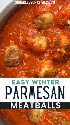 easy winter parmesan meatballs in a red sauce