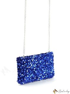 BirdinBag - Blue Sparkle Square Crossbody Evening Bag - Perfect for Parties and Dinner Events Blue Pouch Bag For Mobile Phone, Blue Mobile Phone Pouch Bag, Blue Party Shoulder Bag With Mobile Phone Holder, Blue Shoulder Bag With Mobile Phone Pocket For Party, Blue Crossbody Clutch For Gift, Blue Crossbody Clutch As Gift, Blue Crossbody Evening Bag For Gifts, Blue Crossbody Evening Bag As Gift, Blue Mobile Phone Evening Bag