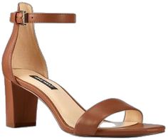 Lavender Heels, Dress Up Jeans, Ankle Strap Block Heel, Light Brown Leather, Block Heel Sandals, Design Dress, Strap Tops, Dress Sandals, Designer Heels