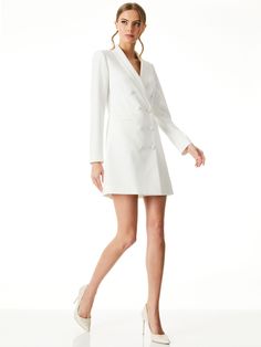 This chic tuxedo dress featuring a double-breasted button closure can take you from the office to dinner. alice + olivia Kyrie Tuxedo Dress in Off White, Size 4 Structured Boning Blazer Dress For Office, Elegant Office Blazer Dress With Structured Boning, Evening Double-breasted Suit With Notch Lapel, Chic Double-breasted Formal Suits, Elegant Blazer Dress With Notch Lapel And Structured Boning, Elegant Structured Double Breasted Suit For Formal Occasions, Elegant Structured Double Breasted Formal Suit, Formal Elegant Structured Double Breasted Suit, Evening Double Breasted Suit With Suit Collar