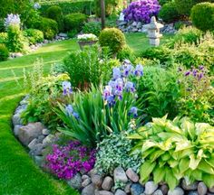 a garden filled with lots of different types of flowers