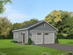 this is an artist's rendering of a two - car garage in the front yard