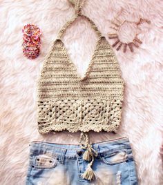 Crochet Crop Top, Ecru Crochet Tankini Top,  Hippie Clothes, Festival Outfit, Gypsy, Boho Crochet Tank Top, Granny Squares  by myAqua Crochet Tankini, White Crochet Top, Crochet Boho Top, Hippie Clothes, Crochet Bralette, Crochet Fringe, Music Festival Outfits